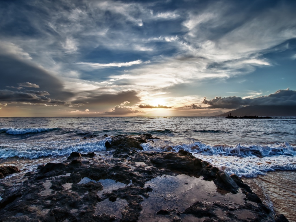 Закат на море обои