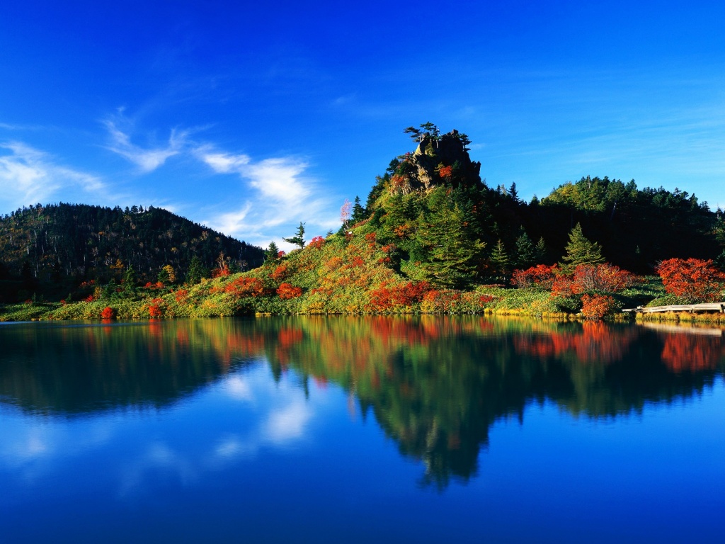 Берег озера в Японии обои