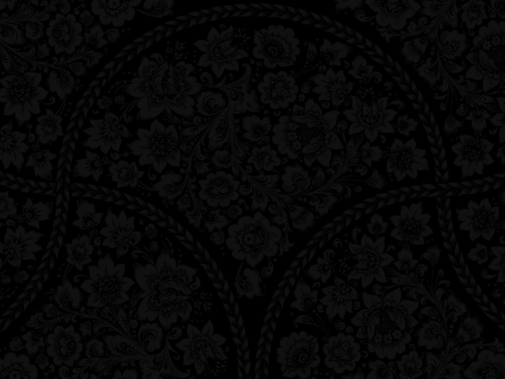 Черный цветастый узор под хохлому обои