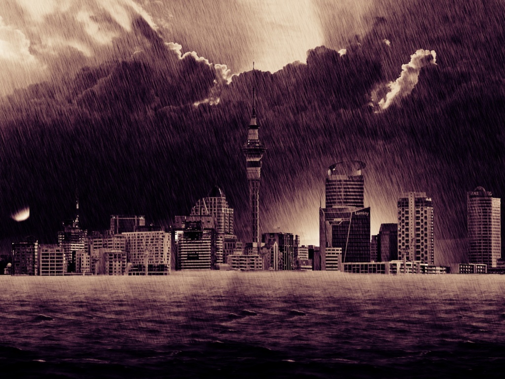 Гроза над городом обои