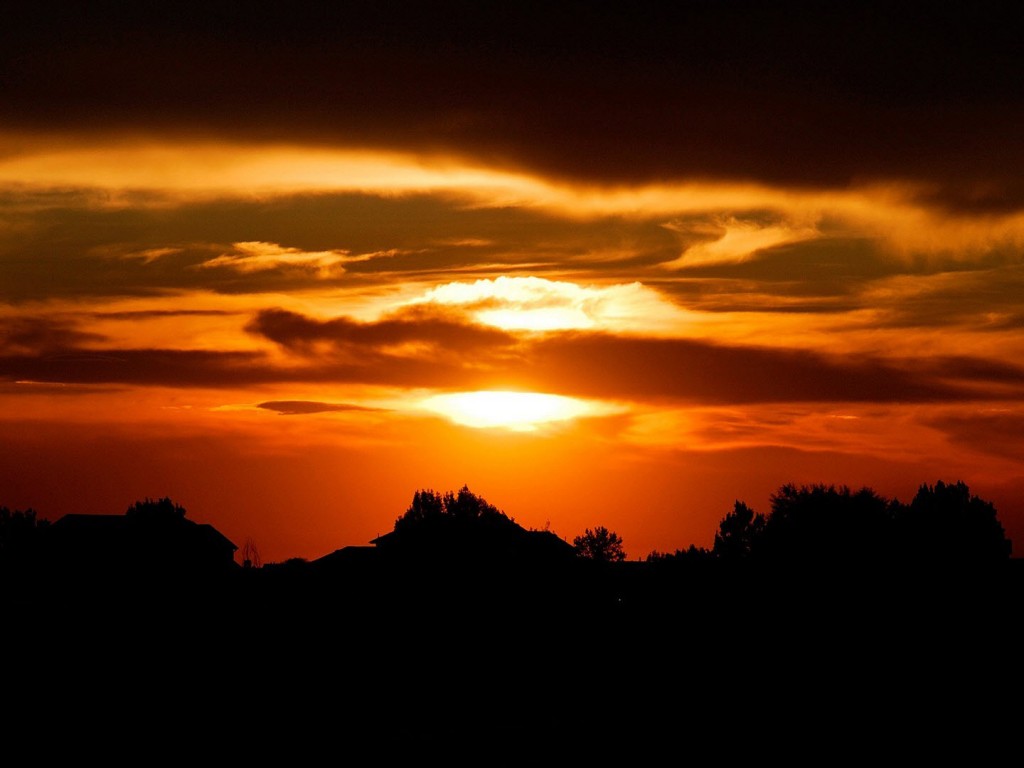 Оранжевый закат обои