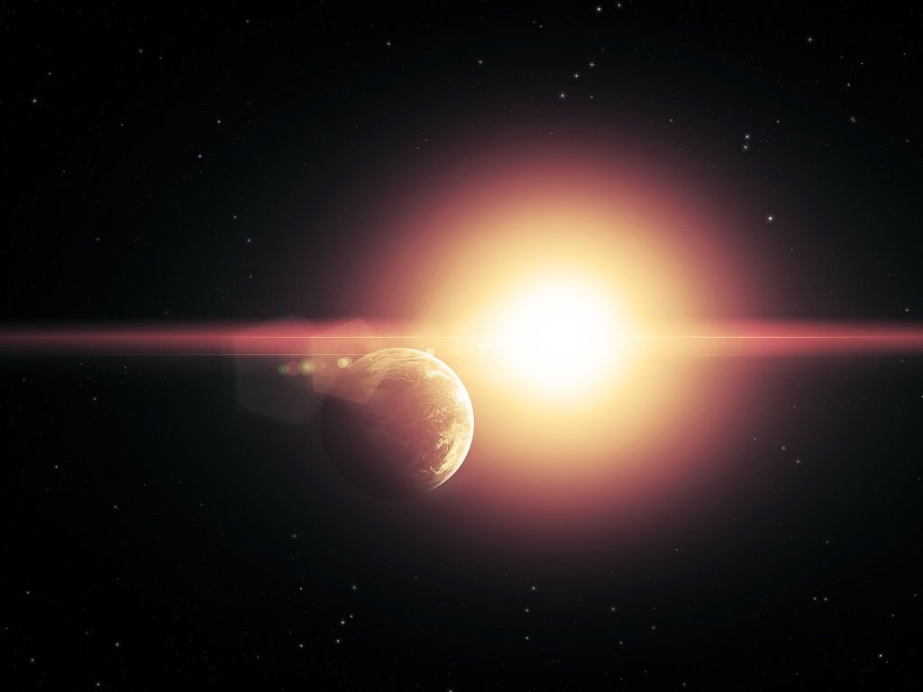 Планета на фоне звезды обои