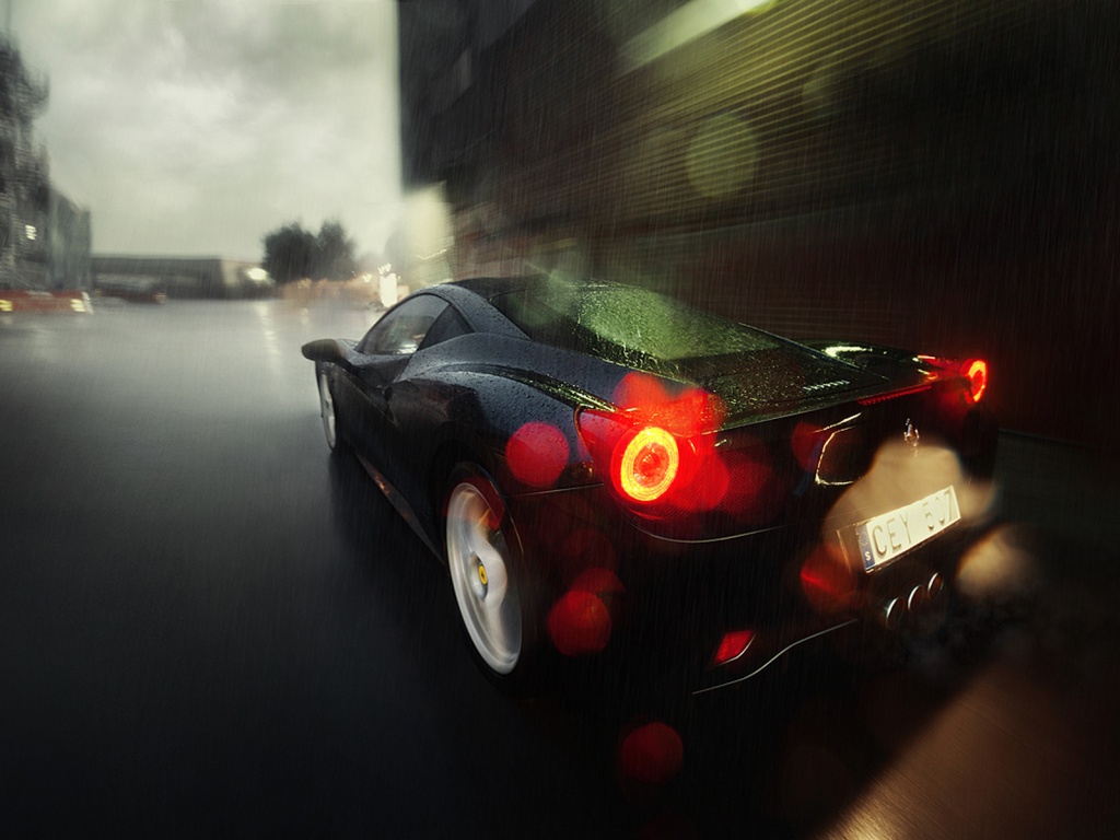 Ferrari под дождем обои