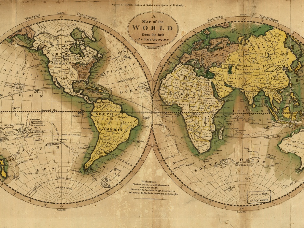 Старинная карта мира обои