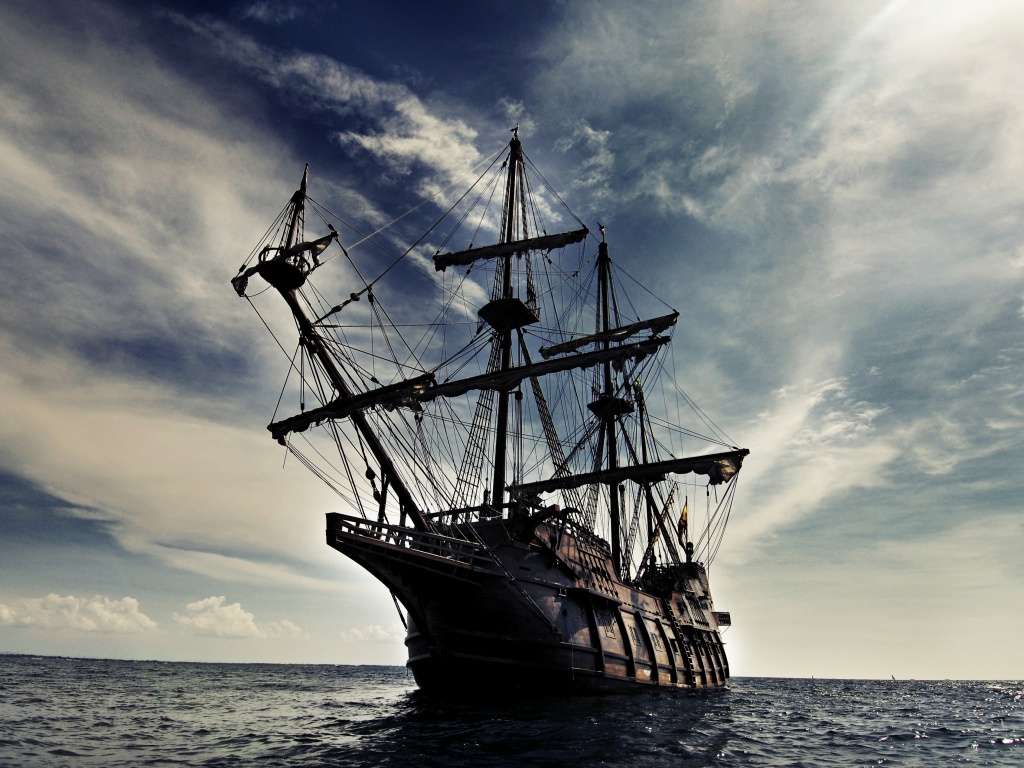 Галеон в море обои