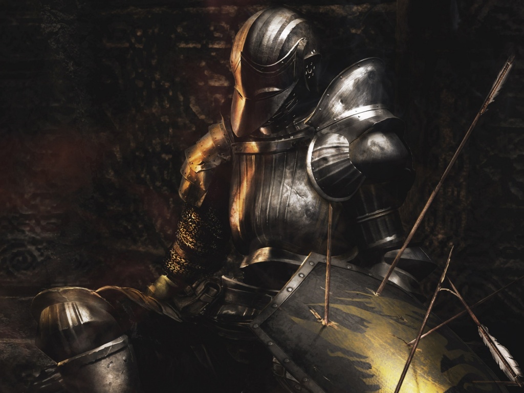 Поверженный рыцарь в доспехах обои