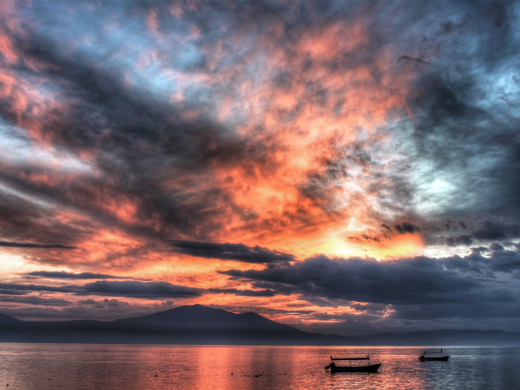 Мексика: лодки на озере обои