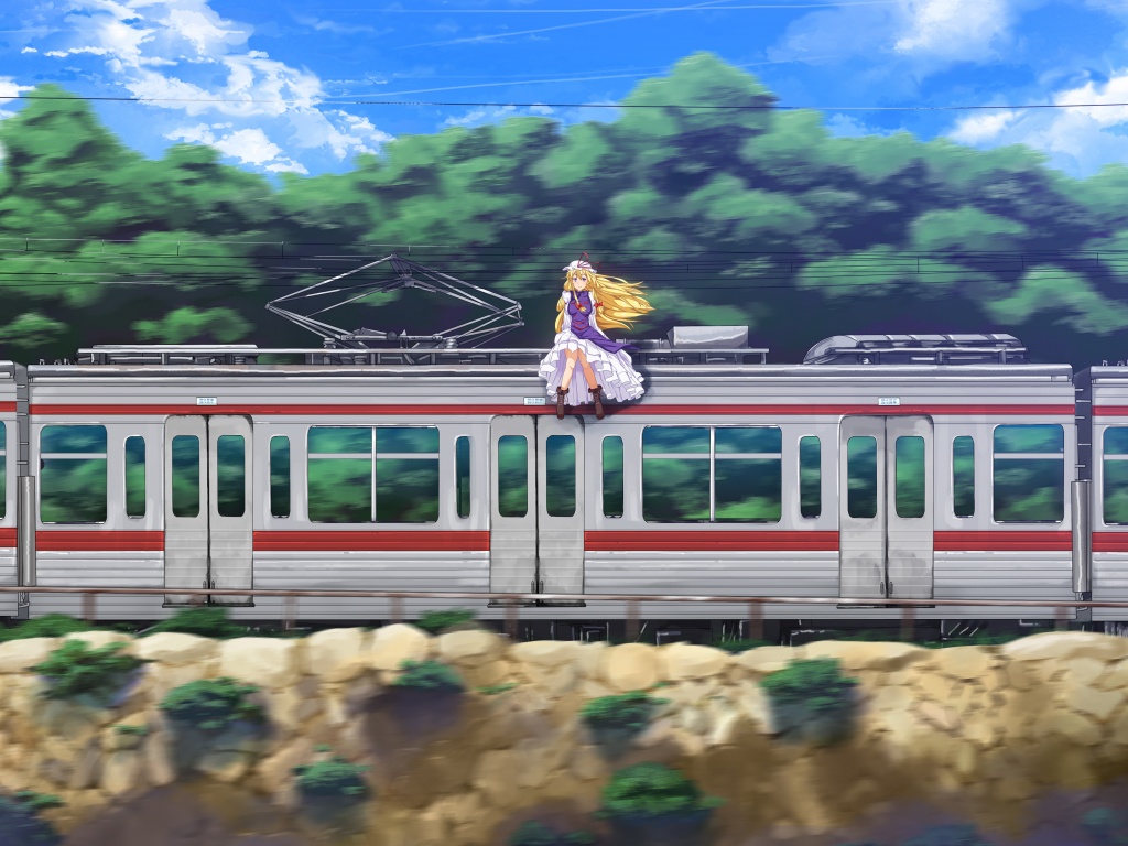 Девушка на крыше поезда обои