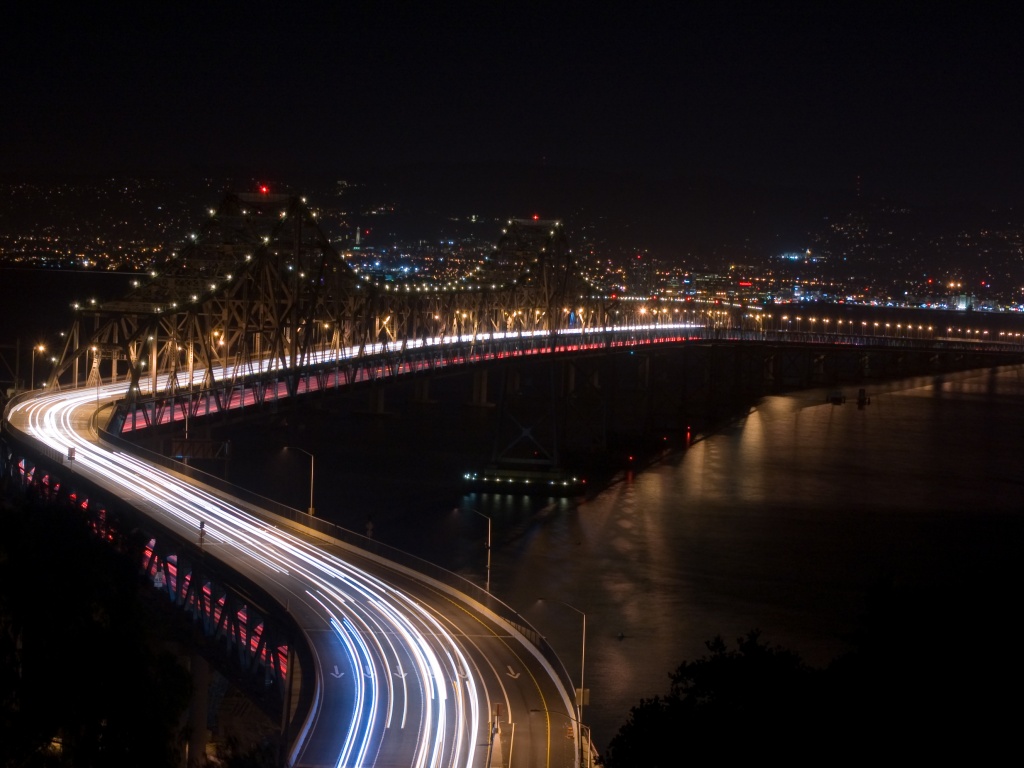 Вид на мост ночью обои