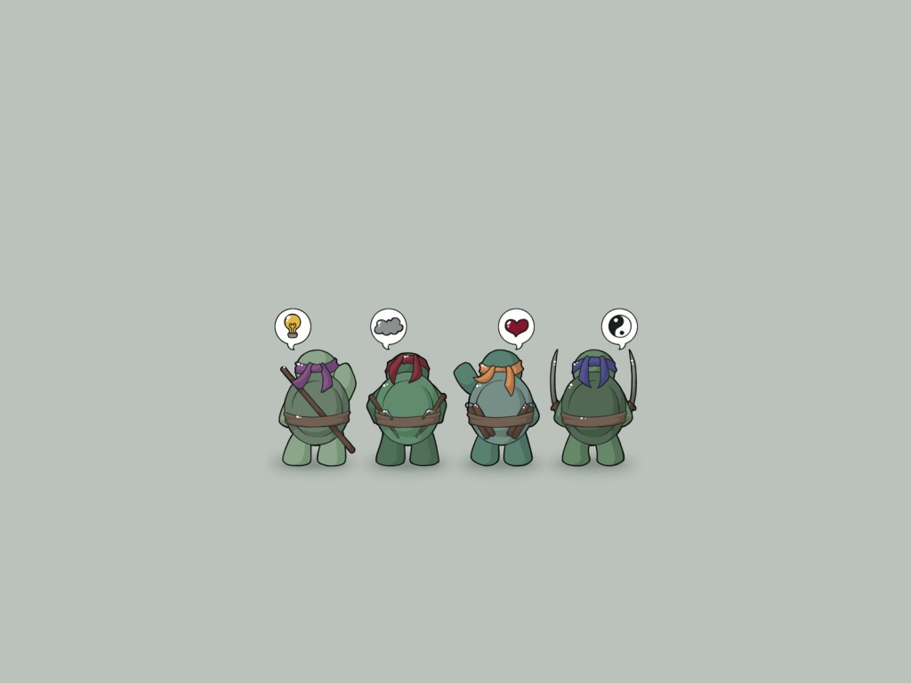 Черепашки-ниндзя думают о разном обои