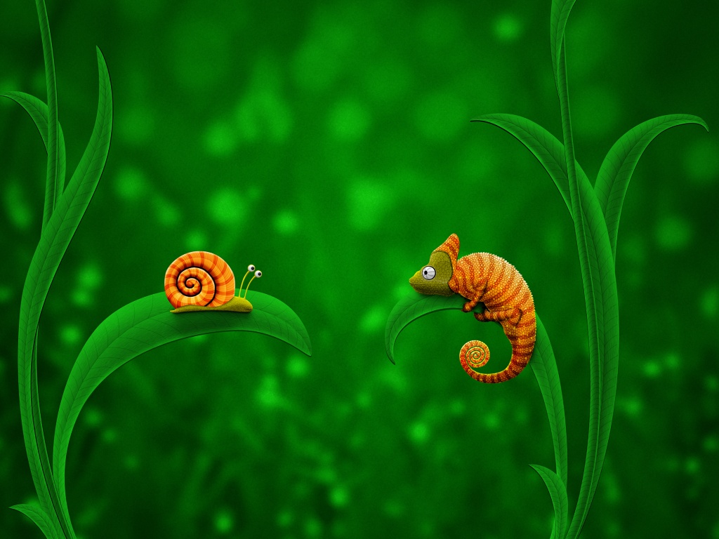 Хамелеон замаскированный под улитку обои