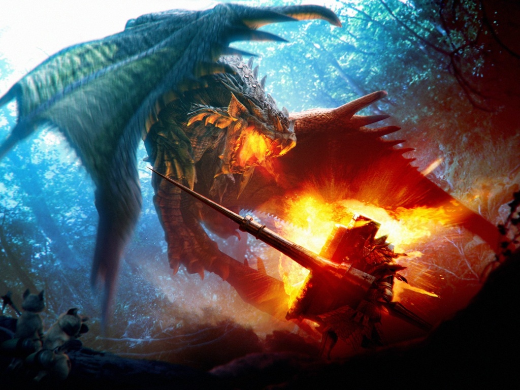 Атакующий дракон обои