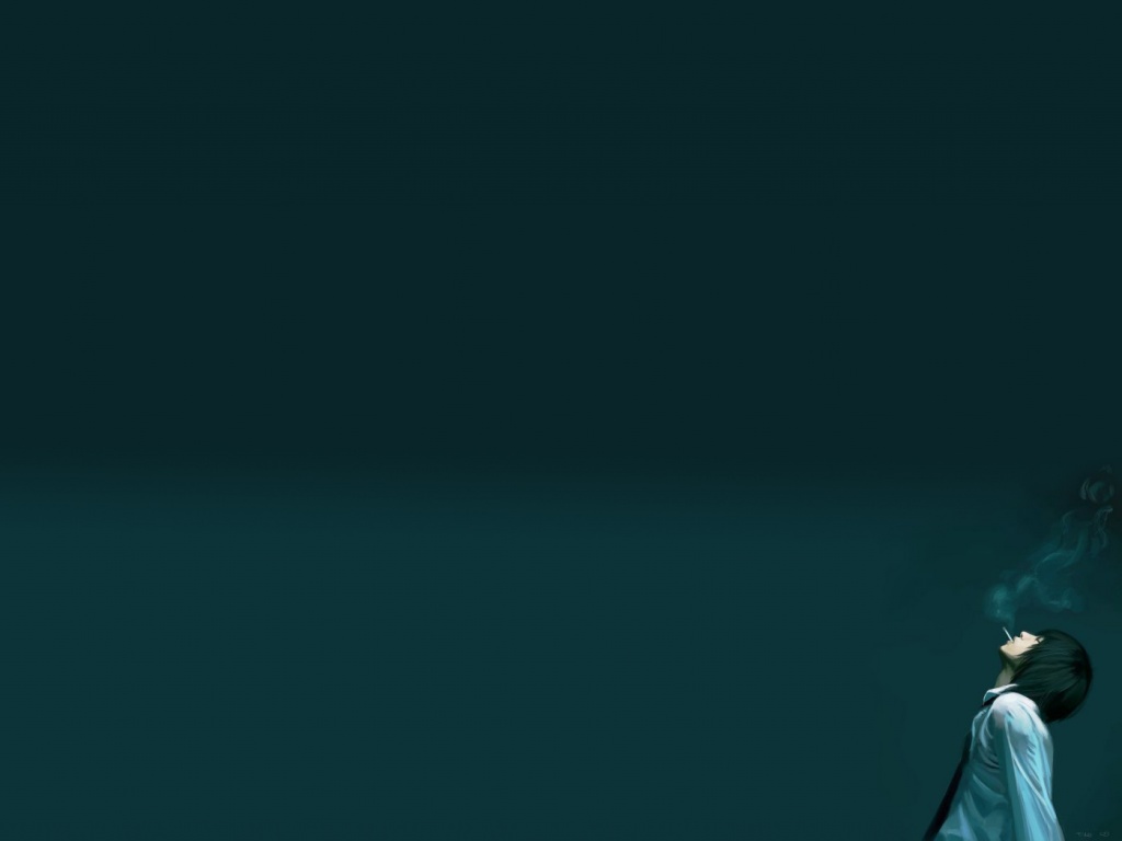 Курящий в углу обои