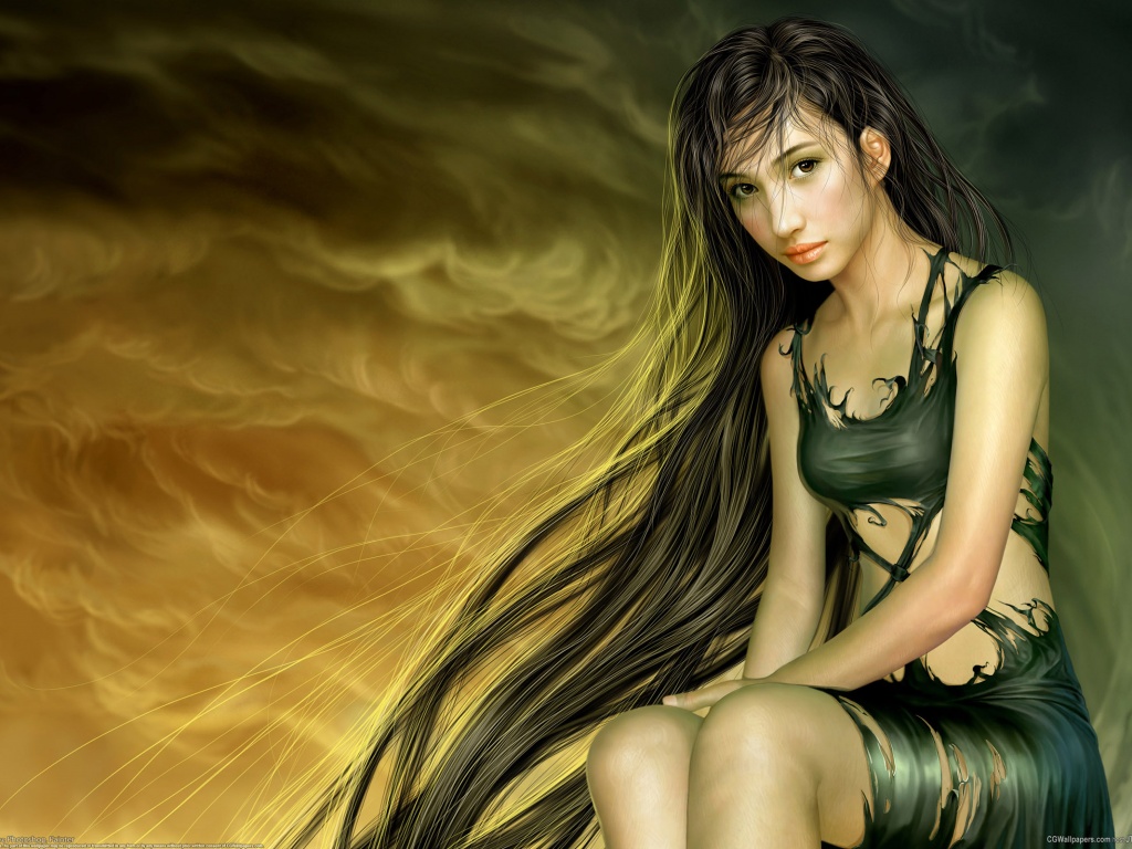Девушка с длинными волосами обои