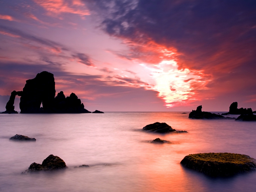 Закат на море обои