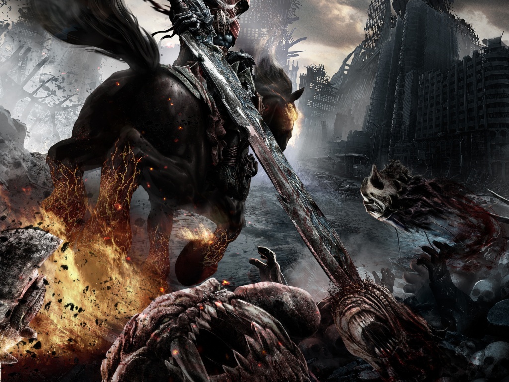 Темный рыцарь на демоническом коне обои