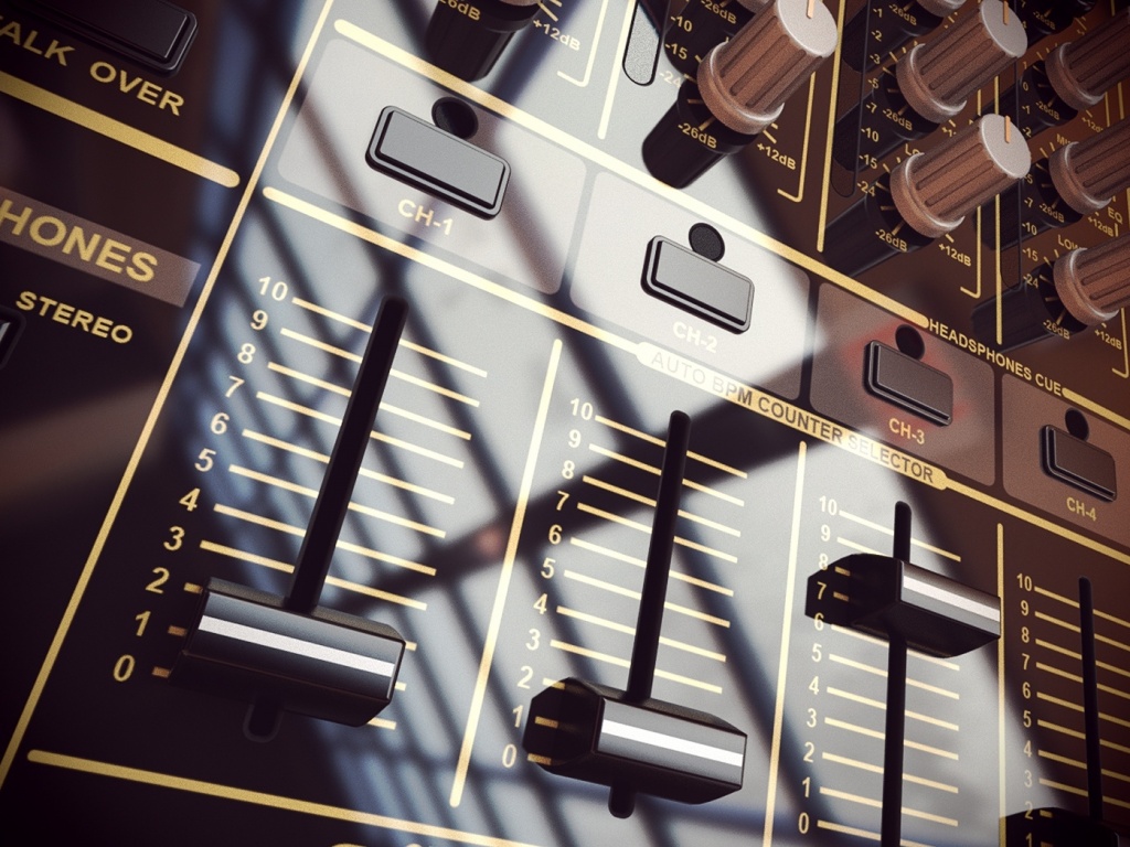 Пульт диджея и отражение на нем обои