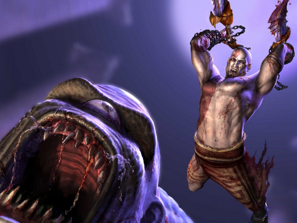 Кратос против монстра обои