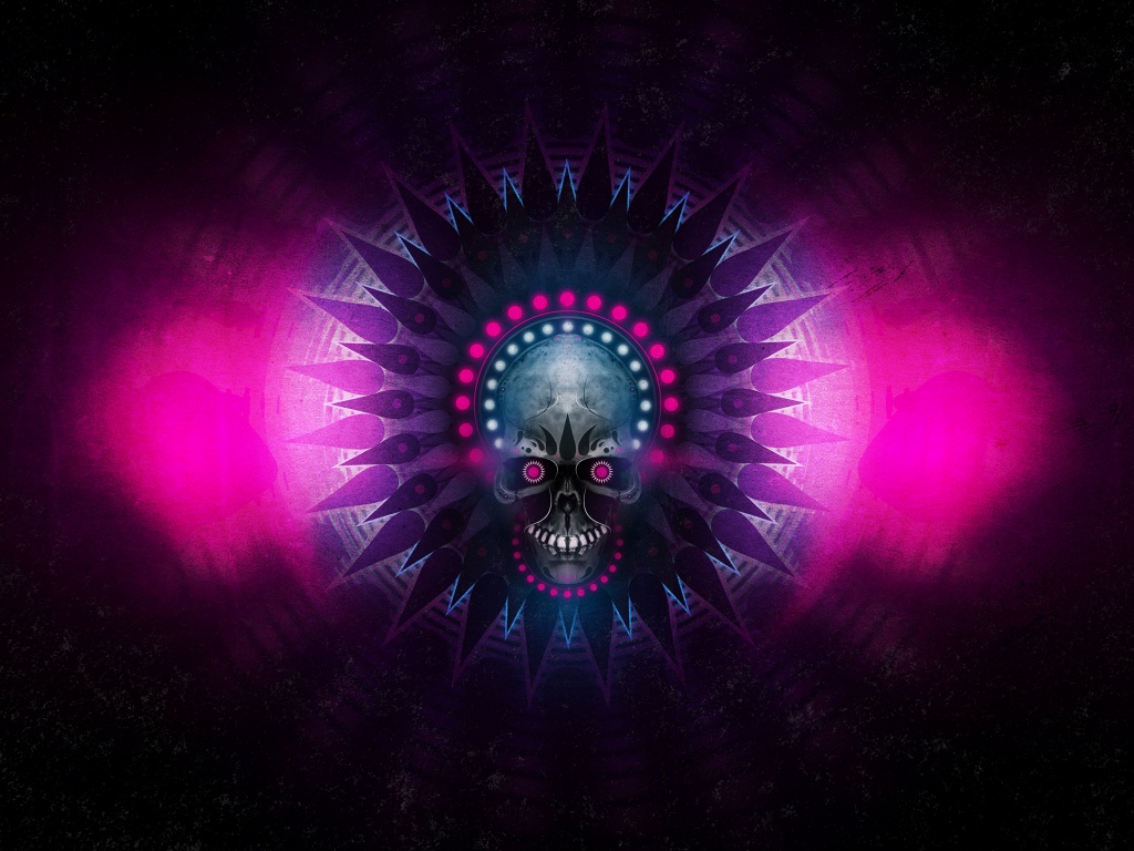 Неоновый череп обои