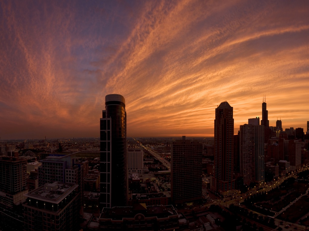 Сумерки в городе обои