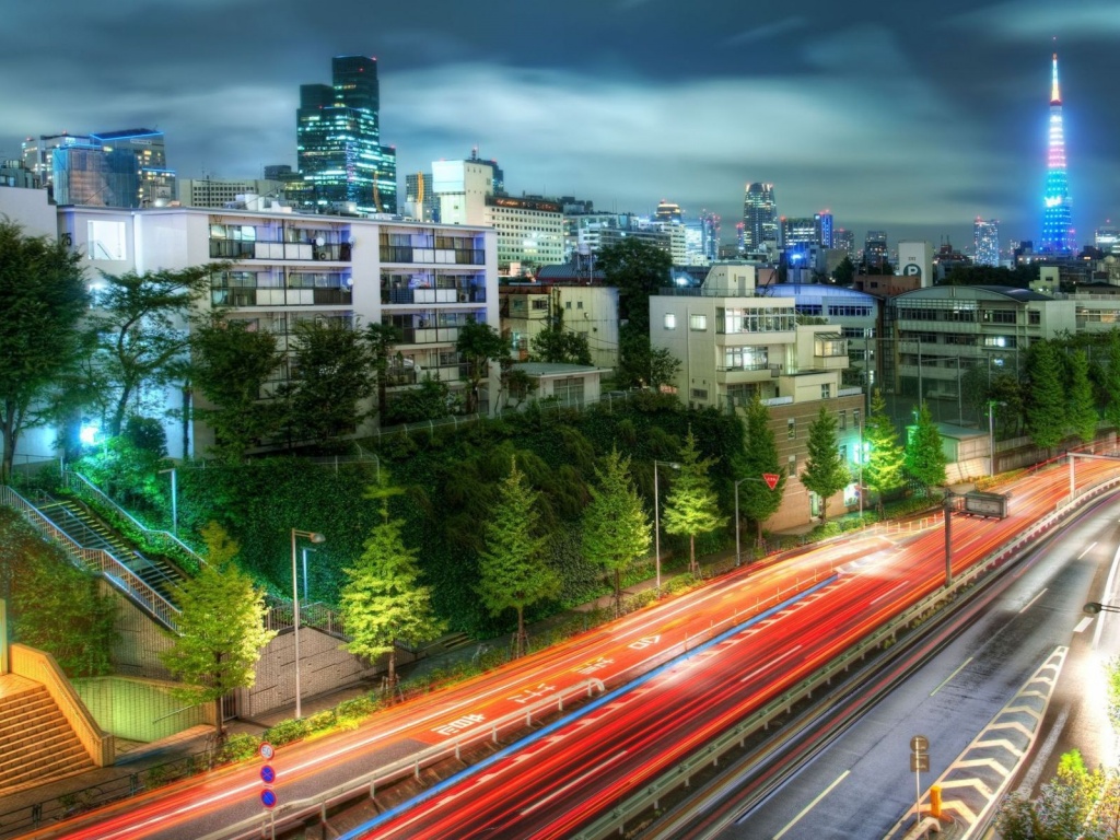 Светящийся город обои