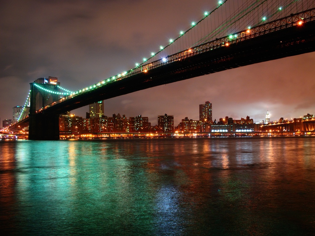 Мост в огнях обои