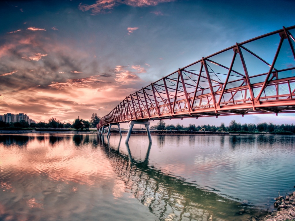 Мост через реку обои