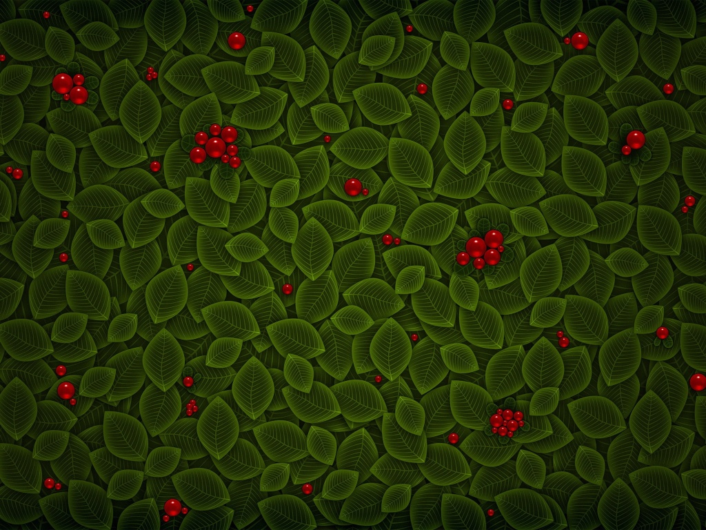 Векторные листья с ягодами обои