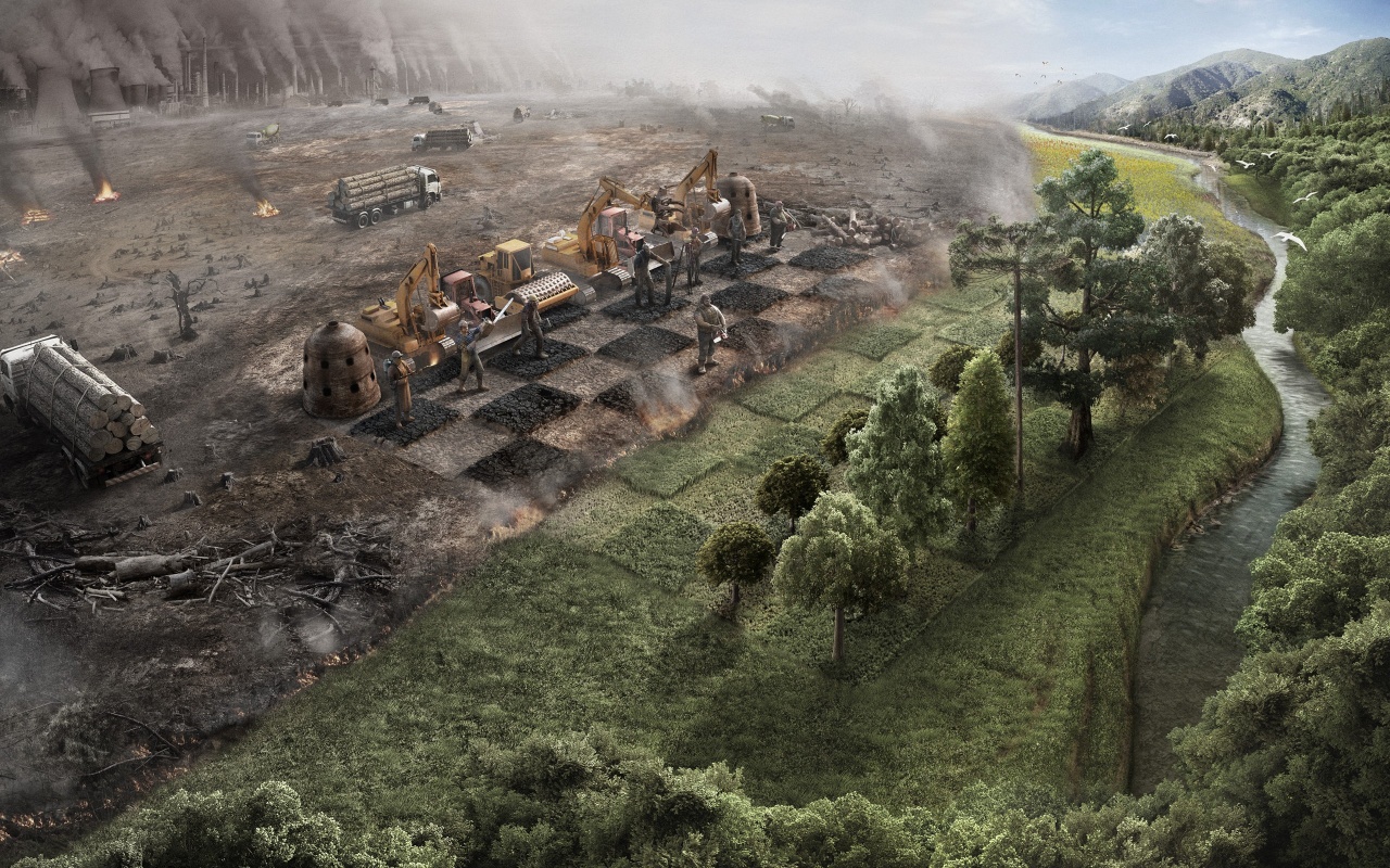 Цивилизация против природы обои