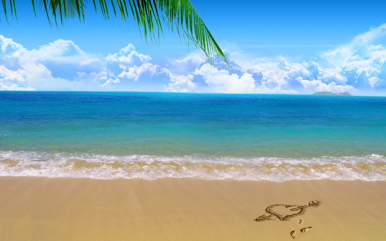 Любовь на океанском берегу обои