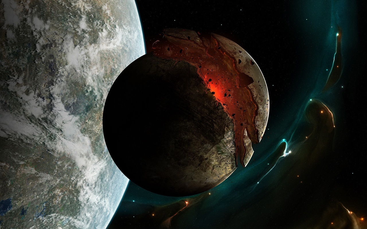 Спутник раскалывается пополам обои