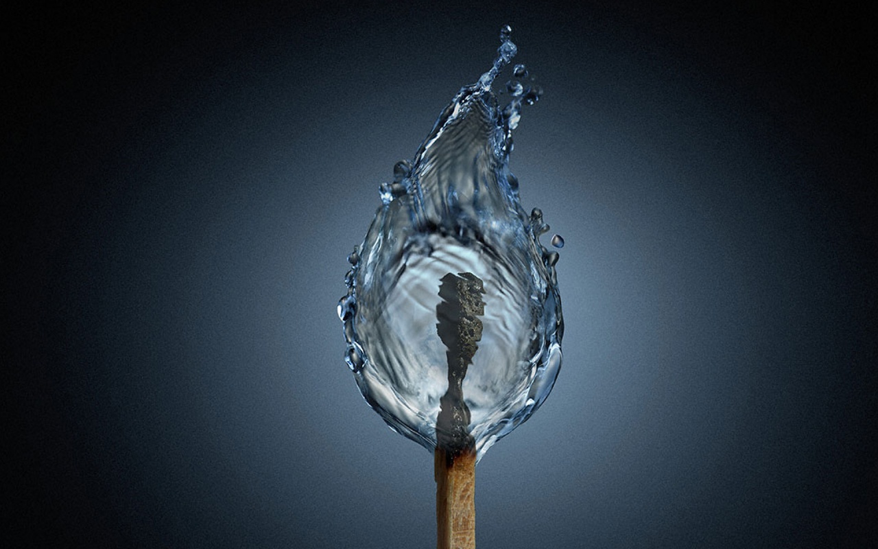 Водяное пламя спички обои