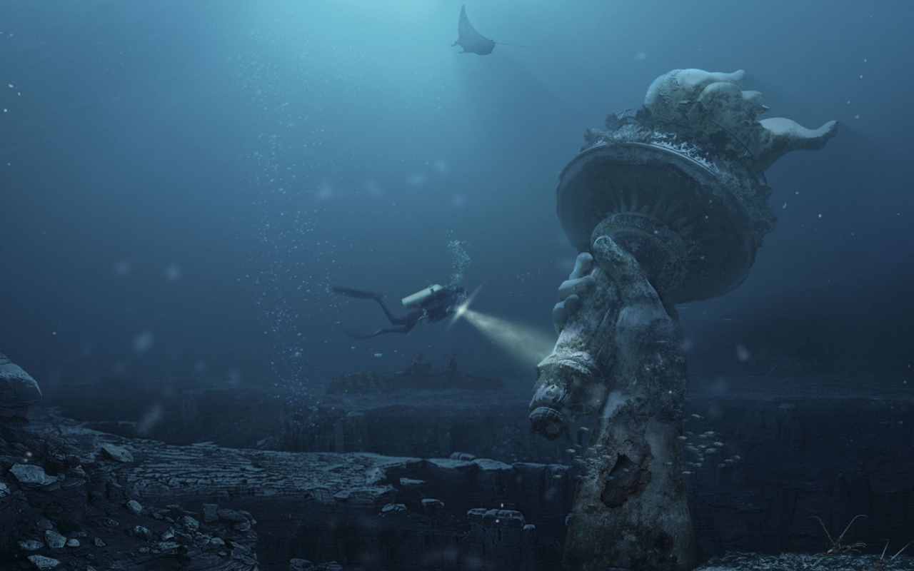 Затопленный Нью-Йорк обои