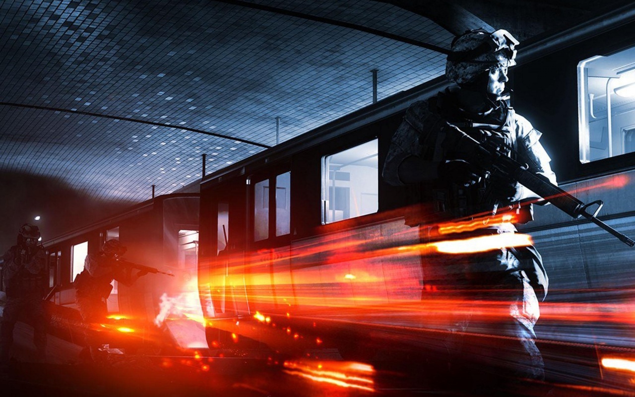 Солдаты на станции метро обои