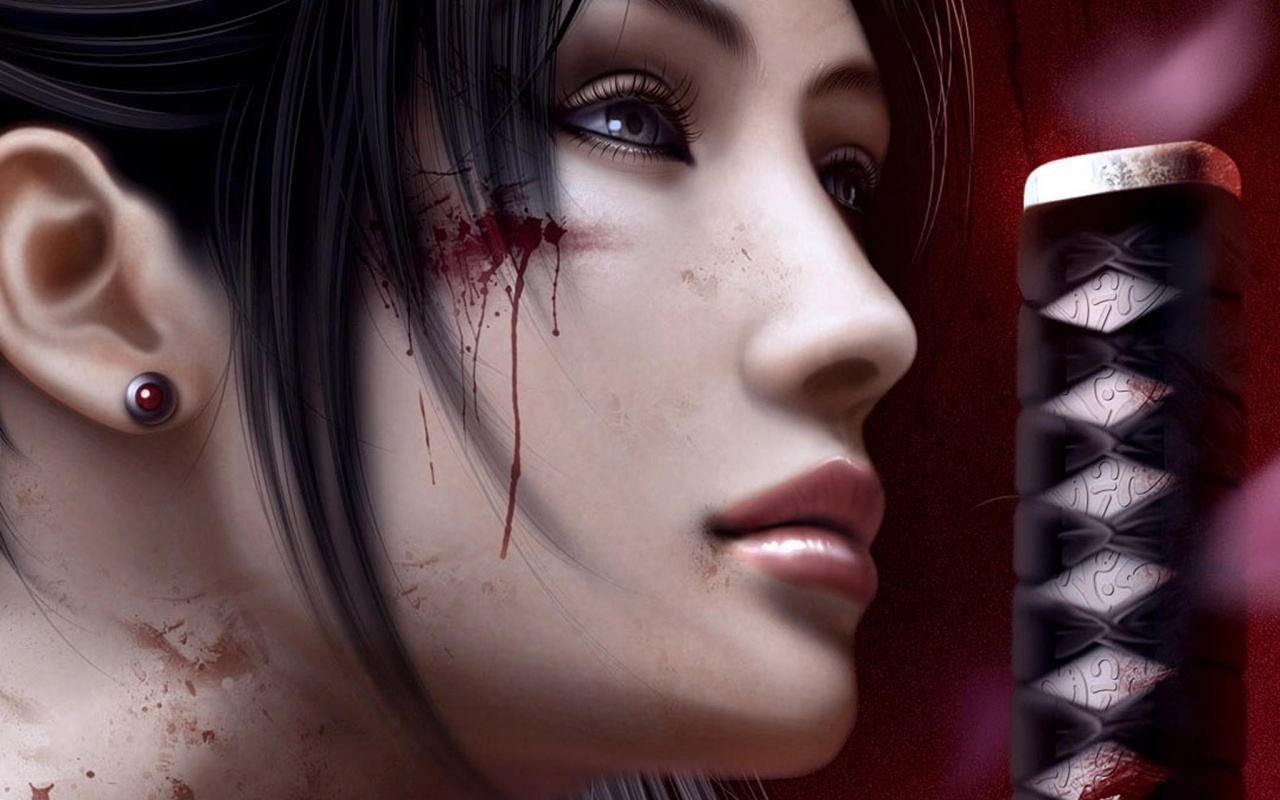 Японка с катаной обои