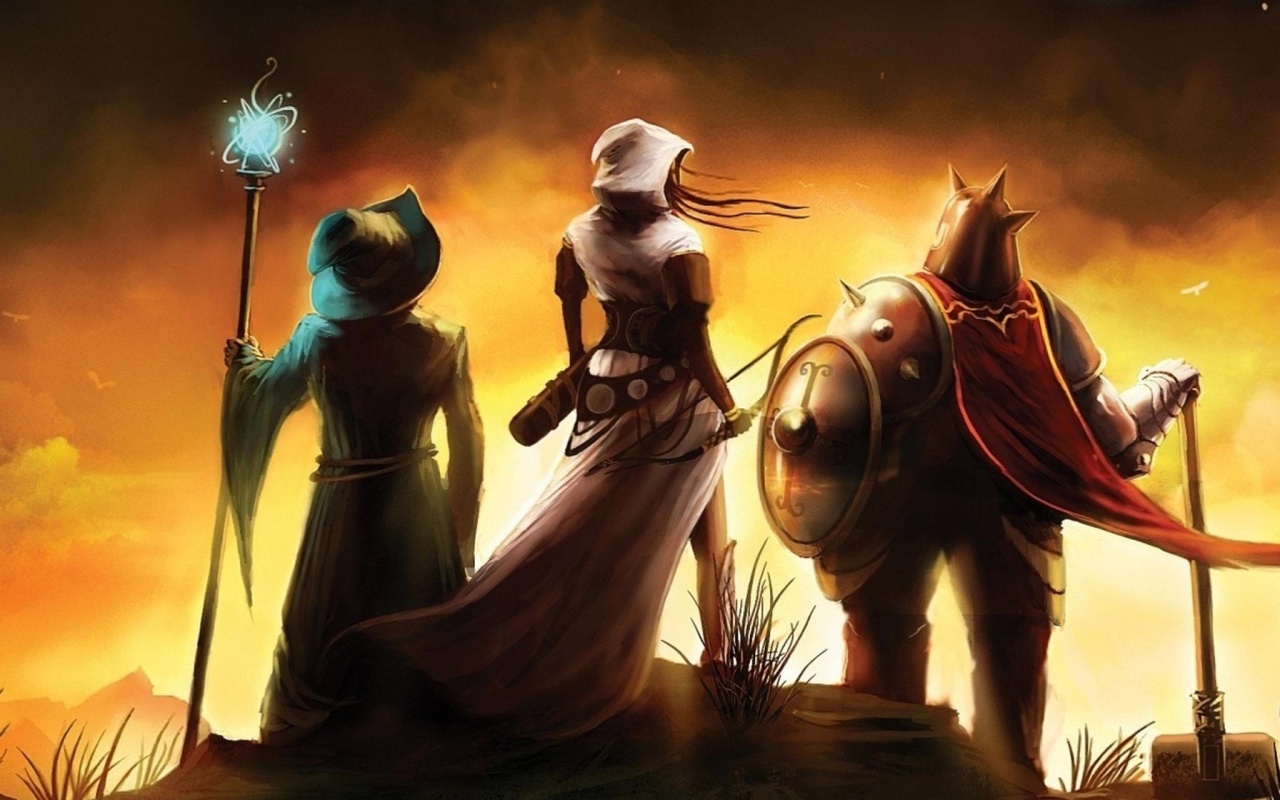 Воин, лучник и маг обои