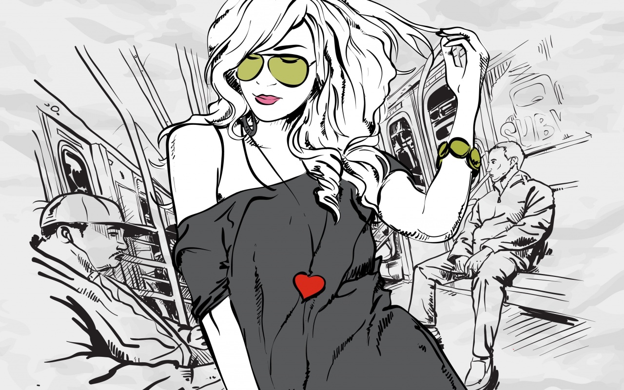 Стильная девушка в метро обои