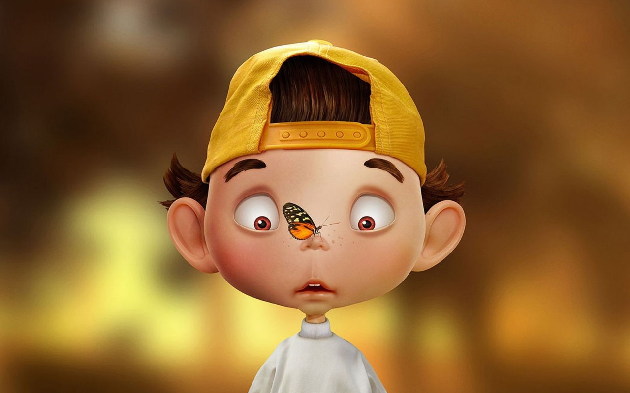 Бабочка на носу обои