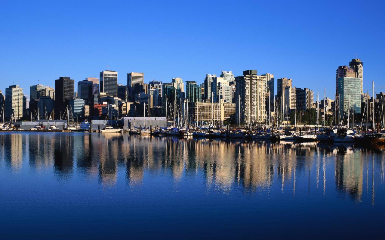 Город у воды обои