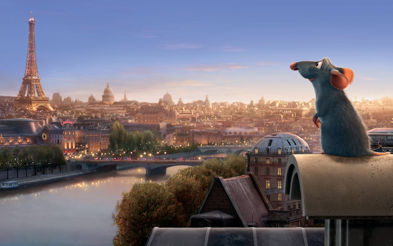 Рататуй на фоне Парижа обои