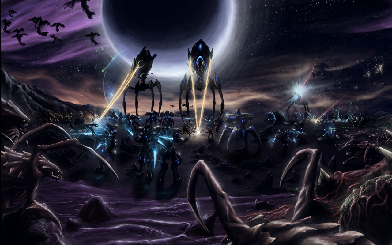 Протосы против зергов обои