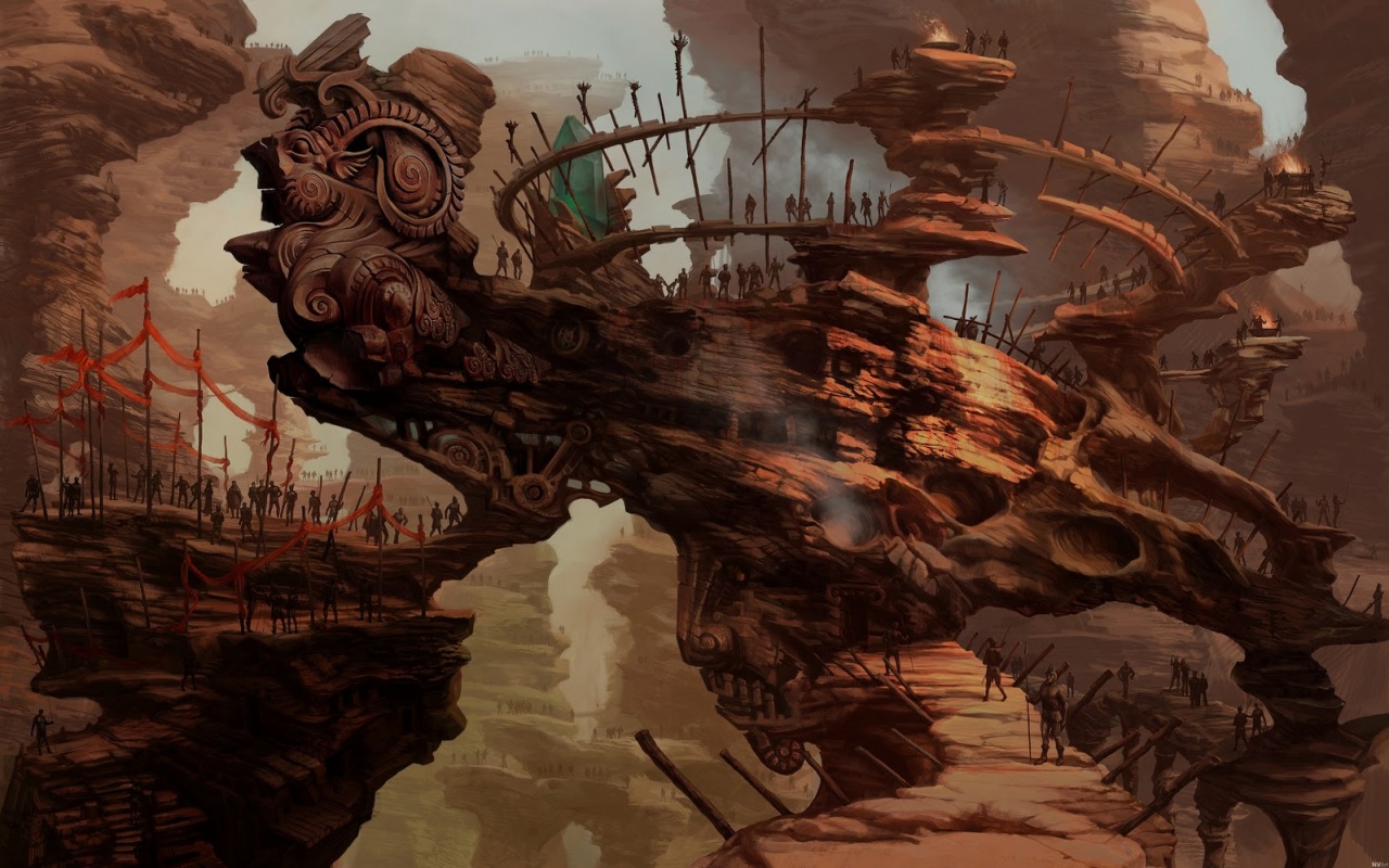 Древний корабль в скалах обои