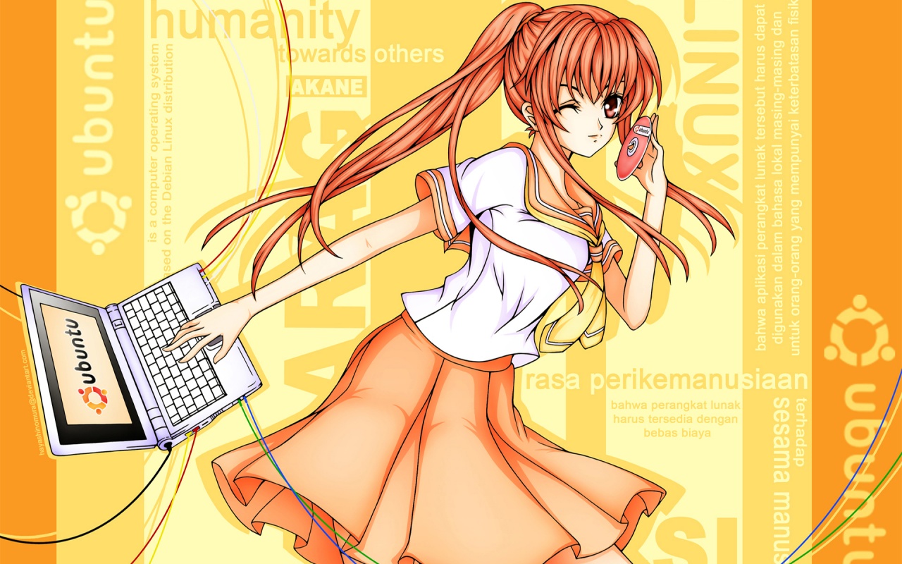 Ubuntu  в аниме обои