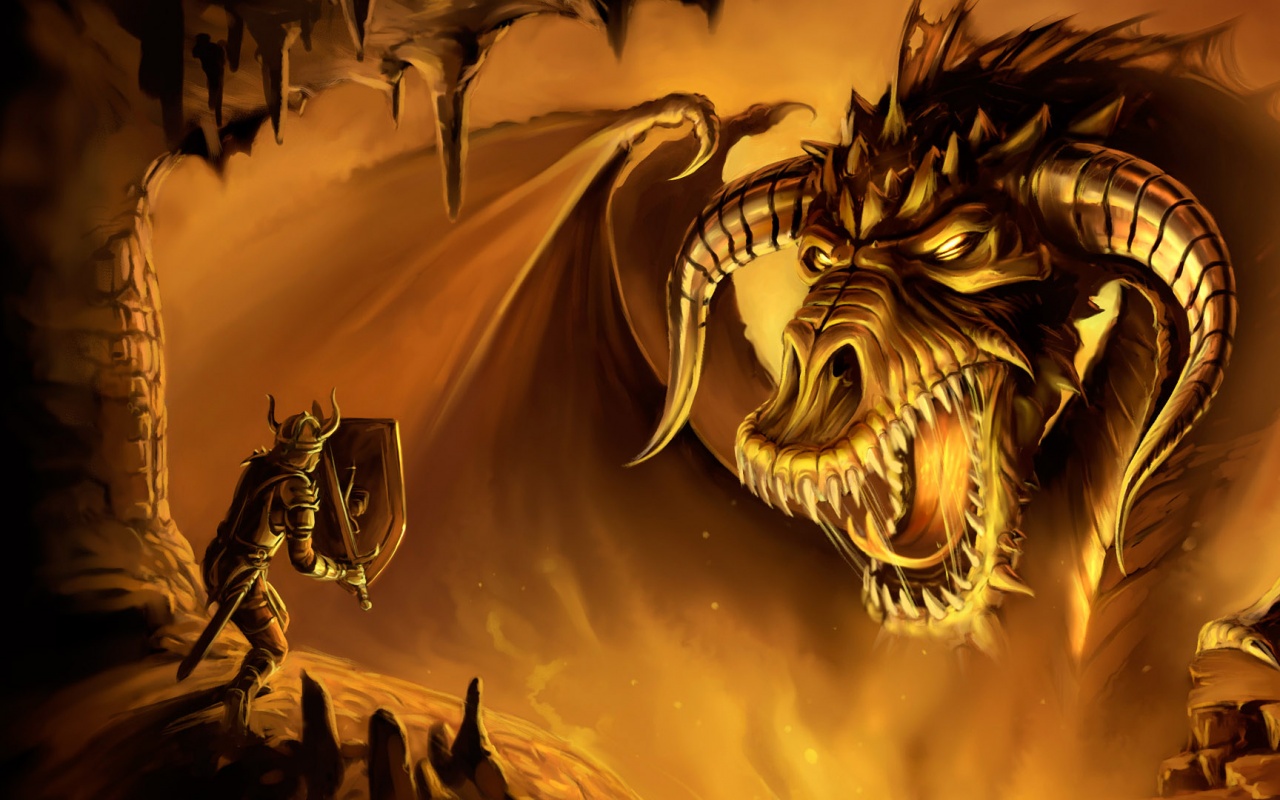 Рыцарь против дракона обои