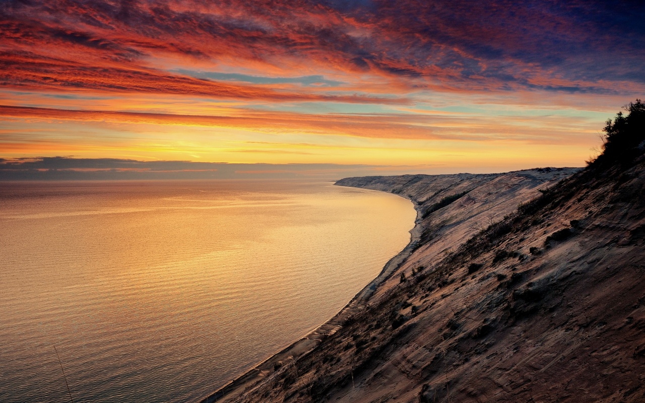 Море на закате обои