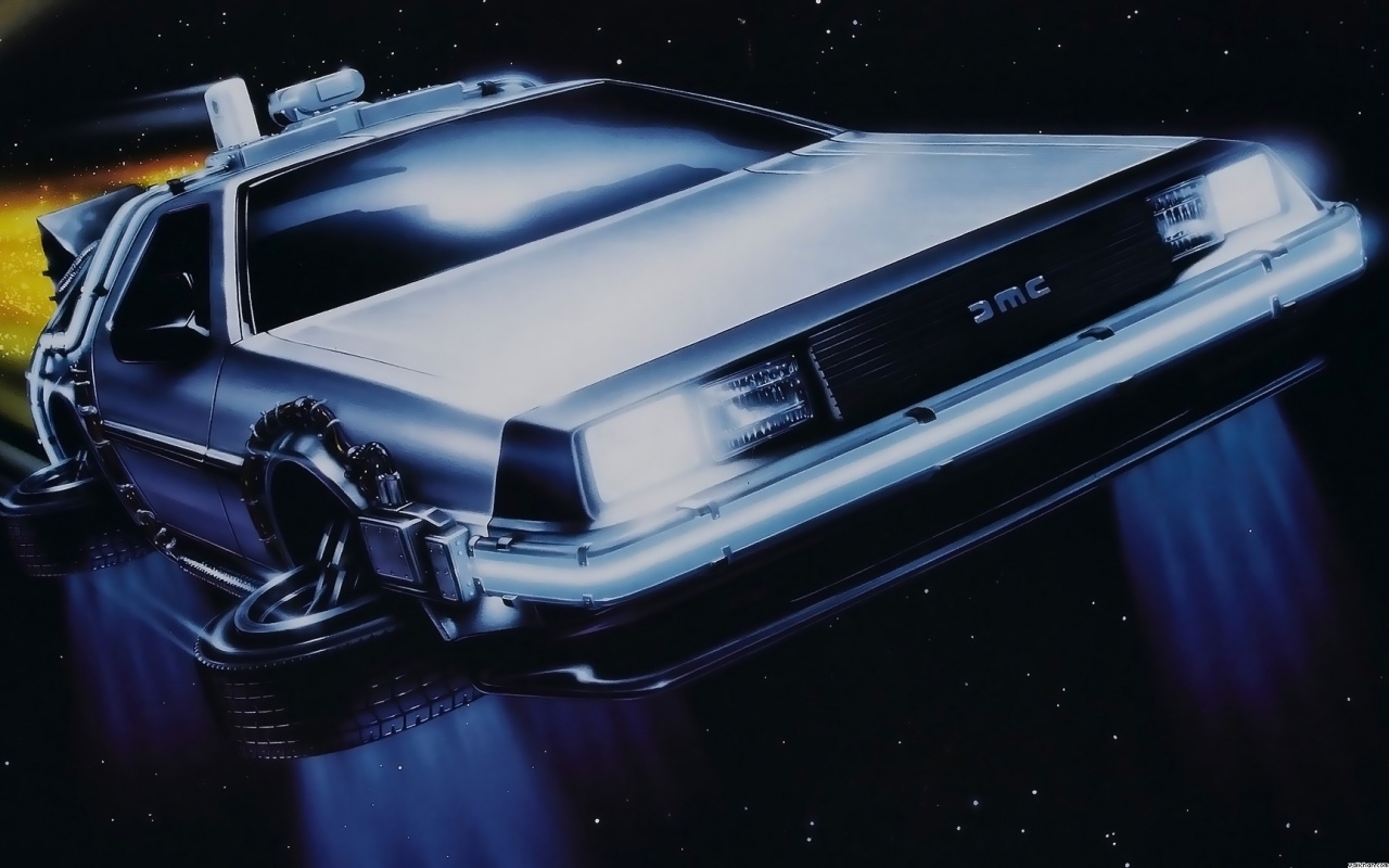 Летающий Делореан обои