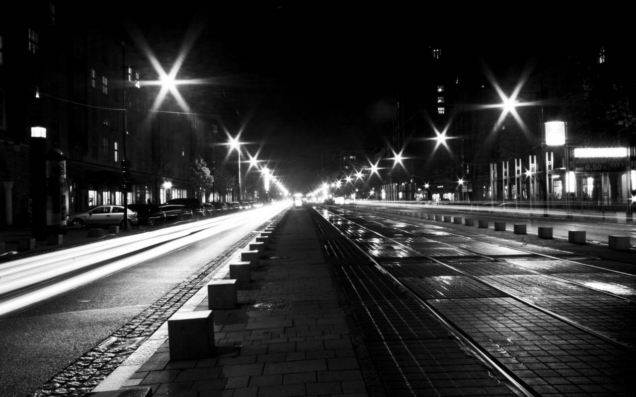 Мгновение на улице ночного города обои