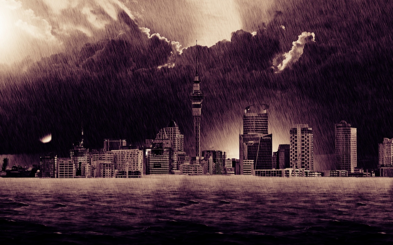 Гроза над городом обои