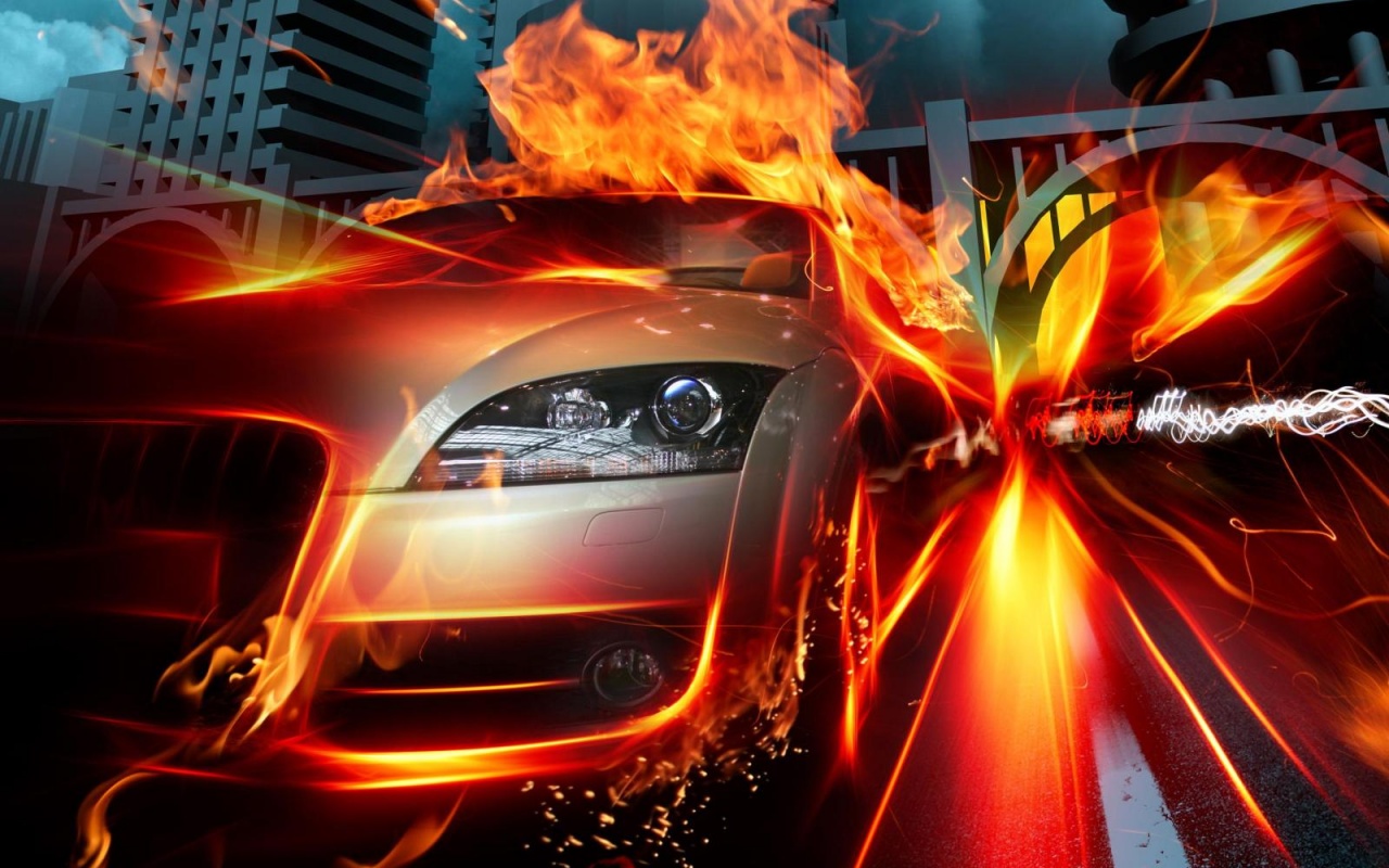 Ауди в огне обои