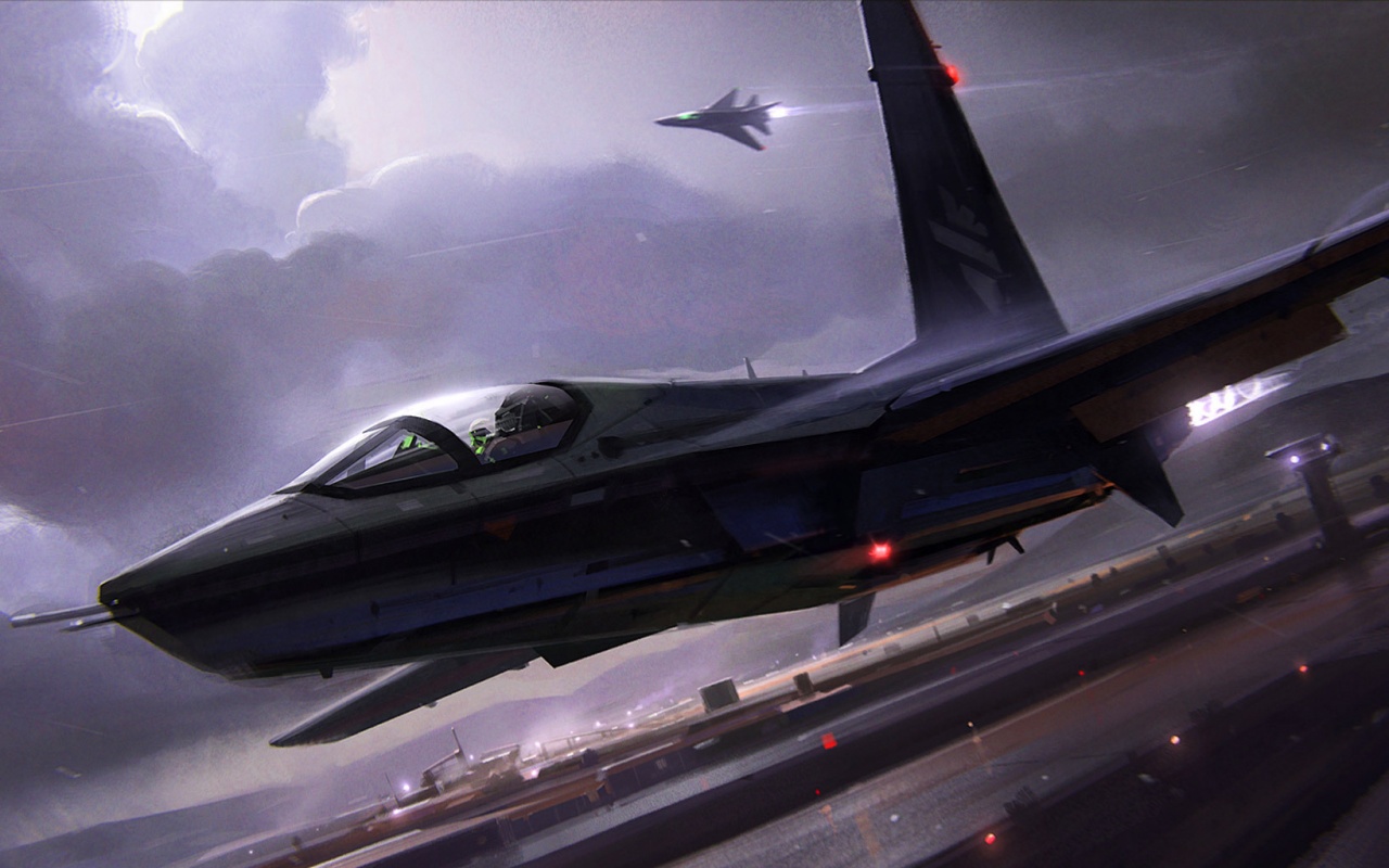 Истребитель на взлете обои